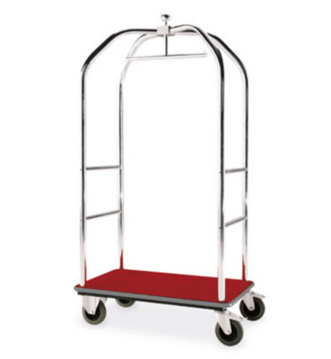 Carro Bagagem Hotel Cromado 99X59X189 Tapete Vermelho